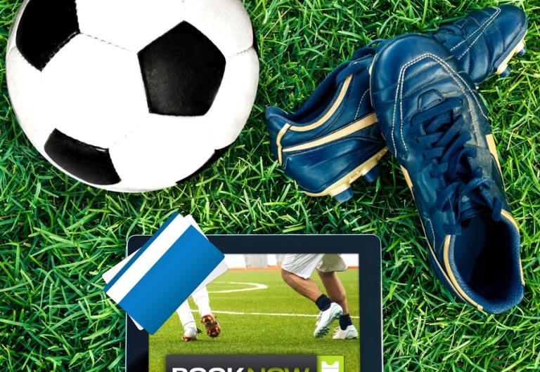 Soccer ball, shoes, tickets, tablet